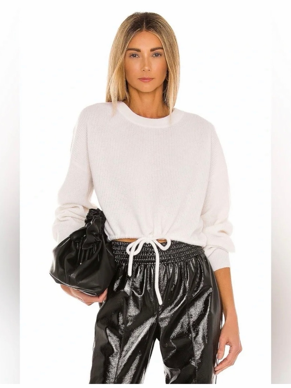 Alice and Olivia Crewneck Drawstring cashmere Sweater